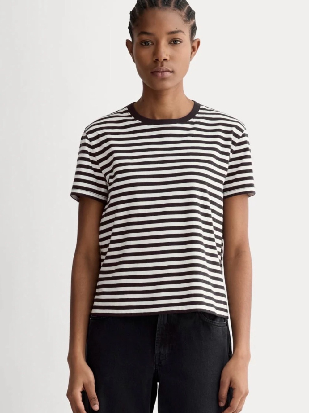 Everlane | organic cotton box cut striped t shirt blk/wht